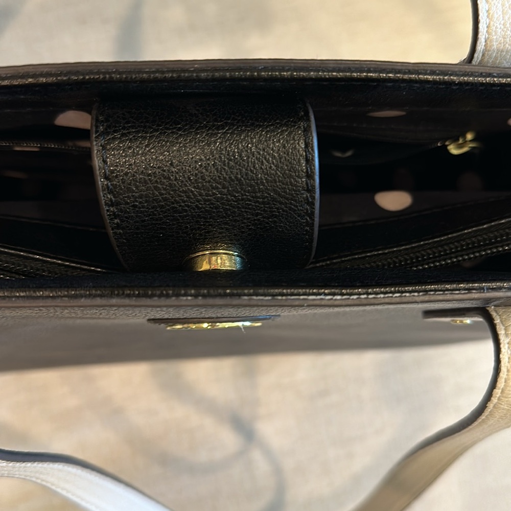 Anne Klein Black and White Leather Tote - Picture 3 of 5